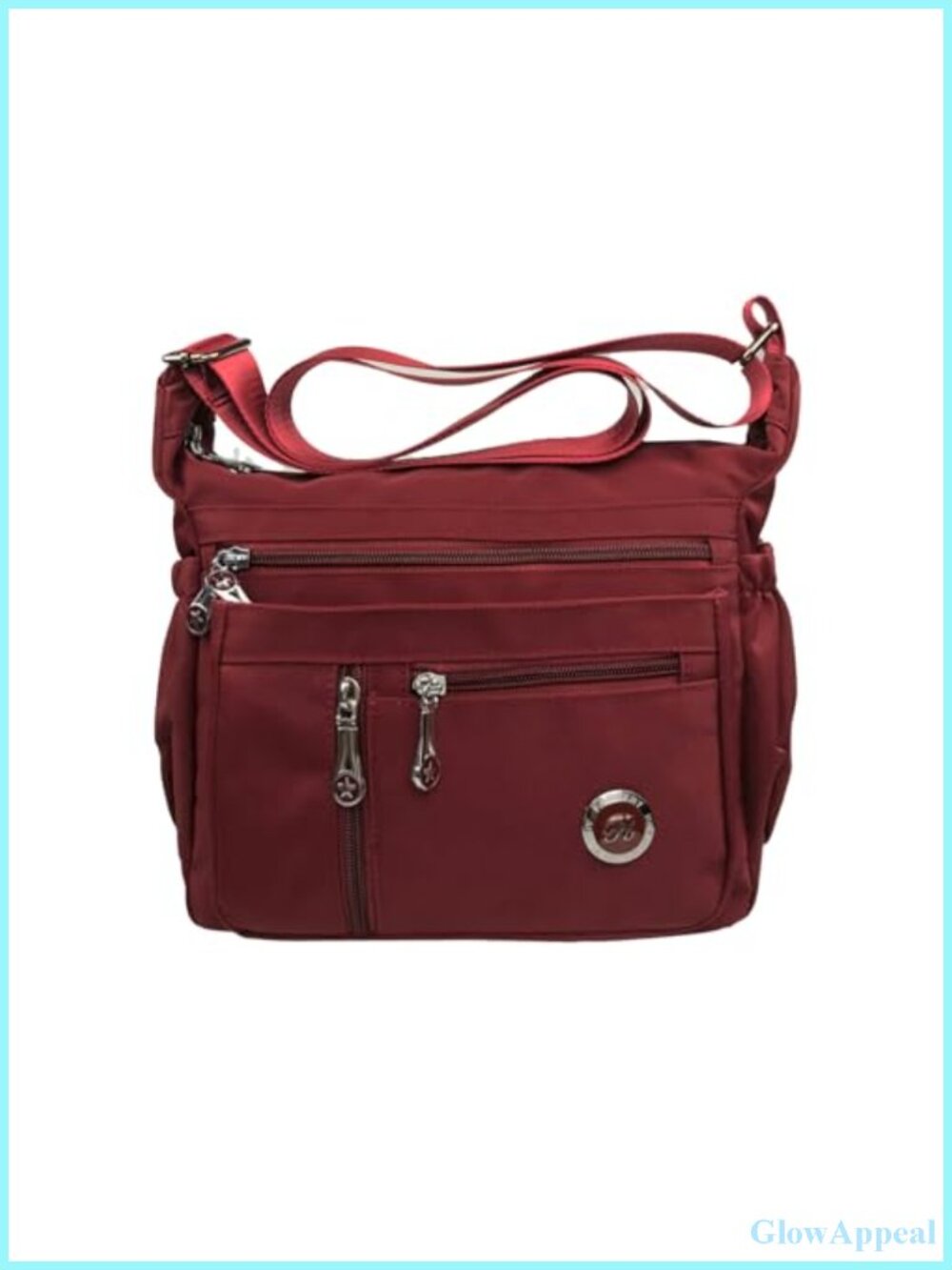 Nylon Crossbody Bag Water Resistant Multi Zipper Shoulder Handbag Travel